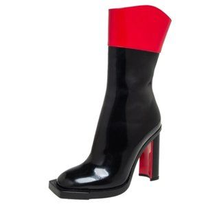 ALEXANDER MCQUEEN Red/black Patent Leather Calf Length Boots Size 39